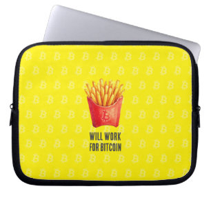 Werken voor Bitcoin (Geel) Laptop Sleeve