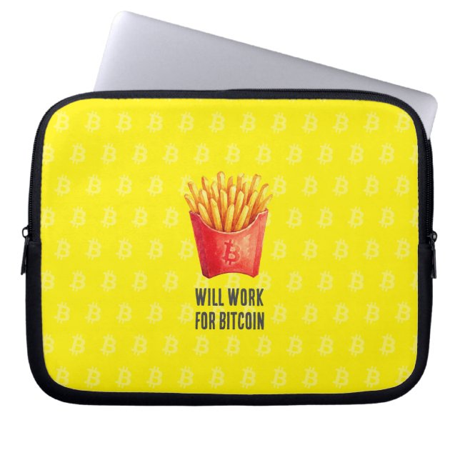 Werken voor Bitcoin (Geel) Laptop Sleeve (Voorkant)