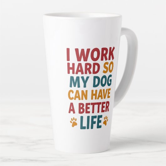 Werken voor mijn hond latte mok (Rechterhoek)