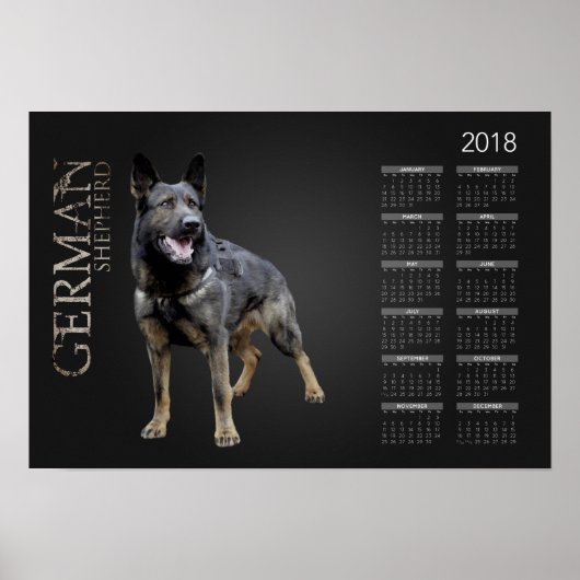 Werkend Duits Shepherd Dog - GSD Calendar 2018 Poster (Voorkant)