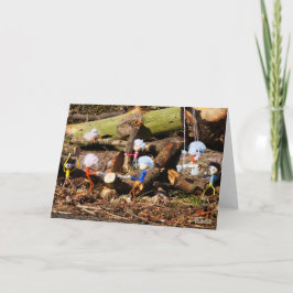 Werkende Fubby's in hun houtzagerij. Bedankkaart