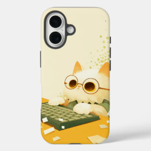 Werkende kattentelefoonhoes, Apple iPhone 16, Stoe 16 Hoesje