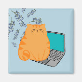 Werkende Oranje kat Magneet (Voorkant)