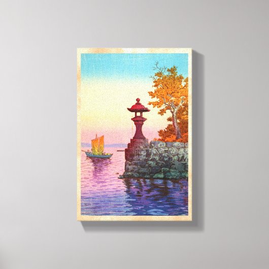 Werkende zeilboot bij Yabase Tsuchiya Koitsu hanga Canvas Afdruk (Voorkant)