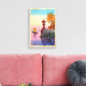 Werkende zeilboot bij Yabase Tsuchiya Koitsu hanga Canvas Afdruk (Insitu (Woonkamer))