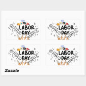 Werkers Dag van de Arbeid Gereedschap Handen Vinyl Rechthoekige Sticker (Vel)