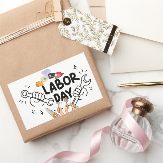 Werkers Dag van de Arbeid Gereedschap Handen Vinyl Rechthoekige Sticker (Geschenken)