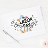 Werkers Dag van de Arbeid Gereedschap Handen Vinyl Rechthoekige Sticker (Envelop)