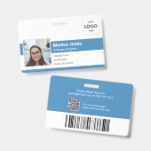 Werkfoto ID Logo QR-code Blauw Badge (Voor- en achterkant)