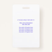 Werkfoto-ID QR-code Roze Paarse badge (Achterkant)