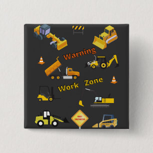 Werkgebied voor waarschuwings- en constructiewerkz vierkante button 5,1 cm