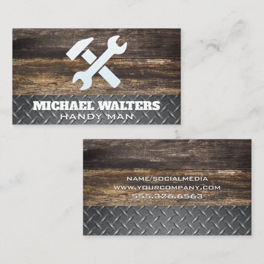 Werkgereedschap | Houten Visitekaartje (Voorkant / Achterkant)