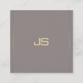 Werkgever zakenman Elite Monogram Plain Luxe Vierkante Visitekaartje (Achterkant)