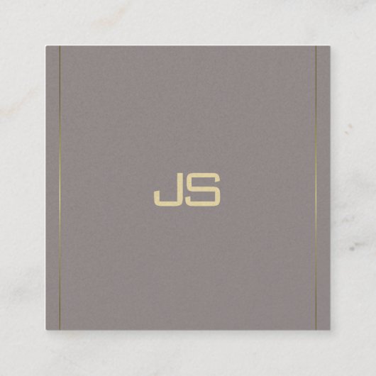 Werkgever zakenman Elite Monogram Plain Luxe Vierkante Visitekaartje (Achterkant)