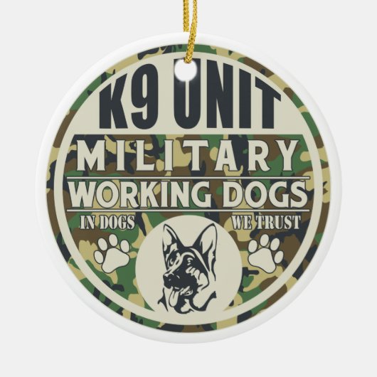 Werkhonden voor militaire K9-eenheden Keramisch Ornament (Voorkant)