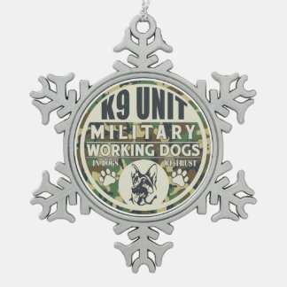 Werkhonden voor militaire K9-eenheden Tin Sneeuwvlok Ornament