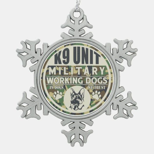 Werkhonden voor militaire K9-eenheden Tin Sneeuwvlok Ornament (Voorkant)