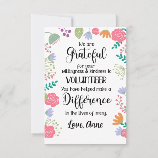 werkkaart voor vrijwilligers kaart (Voorkant)