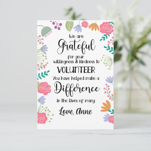 werkkaart voor vrijwilligers kaart (Staand voorkant)