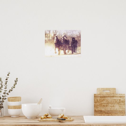 Werkkerpaarden Poster (Keuken)