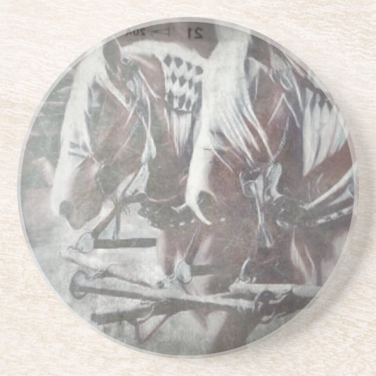 Werkkerpaarden Zandsteen Onderzetter (Voorkant)