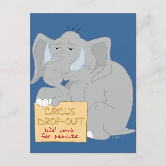 Werkloos Circus Elephant Briefkaart (Voorkant)