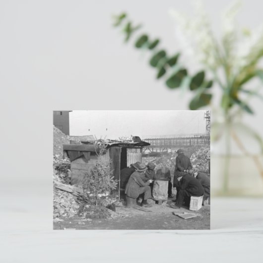 Werklozen en daklozen 1938 feestdagenkaart (Staand voorkant)