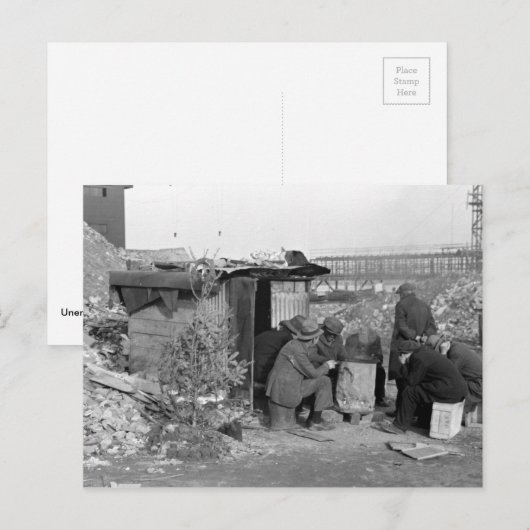 Werklozen en daklozen 1938 feestdagenkaart (Voorkant / Achterkant)