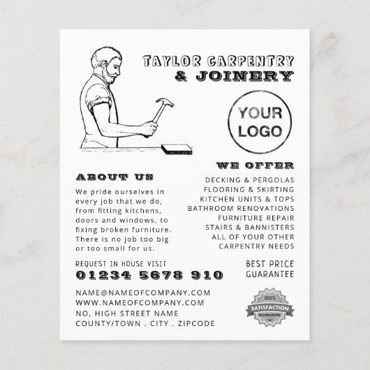 werkman, Carpentry, Carpenter Adverteren Flyer (Voorkant)