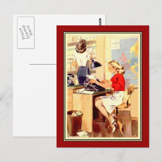 werkmeisje briefkaart (Voorkant / Achterkant)