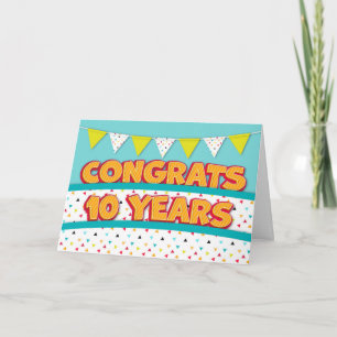 Werknemer 10e Jubileum Fun Bright Bunting Card Kaart