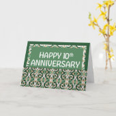 Werknemer 10e Jubileum Green Pattern Kaart (Gele Bloem)