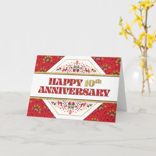 Werknemer 10e Jubileum Patroon Decoratief Kaart (Gele Bloem)