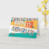 Werknemer 15e Jubileum Bright Colors Pattern Kaart (Gele Bloem)