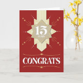 Werknemer 15e Jubileum sterren Kaart (Gele Bloem)