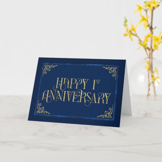 Werknemer 1st Jubileum Fabulous Font Card Kaart (Gele Bloem)