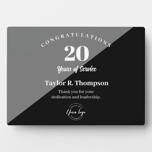 Werknemer 20 jaar dienst Aangepaste logo Fotoplaat (voorkant)