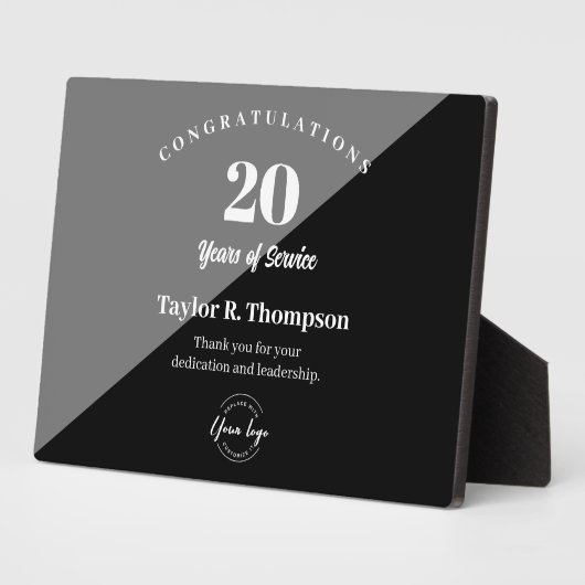 Werknemer 20 jaar dienst Aangepaste logo Fotoplaat (Zijkant)