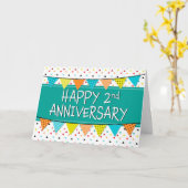 Werknemer 2e Jubileum Colorful Triangles Kaart (Gele Bloem)