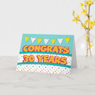 Werknemer 30e Jubileum Fun Bright Bunting Card Kaart