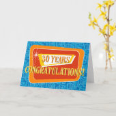 Werknemer 30e Jubileum Retro Blue Red Sinaasappel Kaart (Gele Bloem)