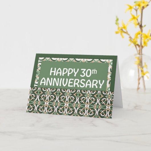 Werknemer 30ste Jubileum Green Pattern Kaart (Gele Bloem)