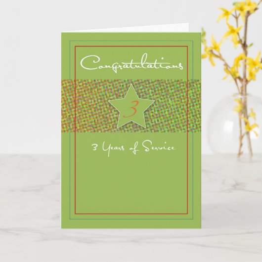 Werknemer 3 Jaar Jubileum, ster Kaart (Gele Bloem)