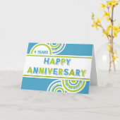 Werknemer 4e Jubileum Colorful Circles Card Kaart (Gele Bloem)
