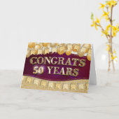Werknemer 50e Jubileum Gold Text en ballonnen Kaart (Gele Bloem)