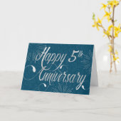 Werknemer 5de Jubileum - Zachte Tekst - Blauw Kaart (Gele Bloem)