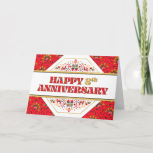 Werknemer 8e Jubileum Patroon Decoratief Kaart
