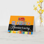 Werknemer 9de Jubileum - Vette kleuren Kaart (Gele Bloem)