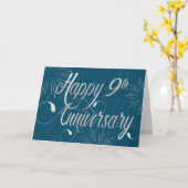 Werknemer 9de Jubileum - Zachte Tekst - Blauw Kaart (Gele Bloem)