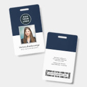 Werknemer Barcode Business Logo Foto ID Badge (Voor- en achterkant)